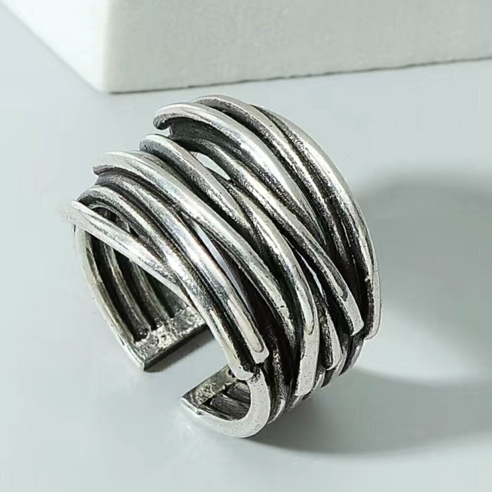 Twisted Distressed Wire Adjustable Wrapped Boho Ring #1150 - Picture 9 of 15